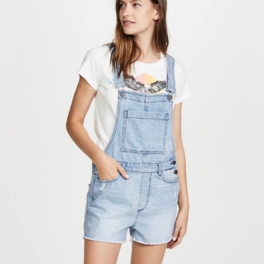 DL1961 Distressed Jean Abigail Overall Shorts